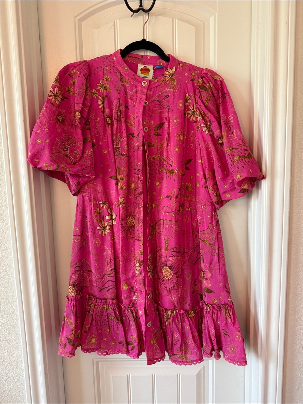 FARM Rio Hot Pink Floral Midi Dress